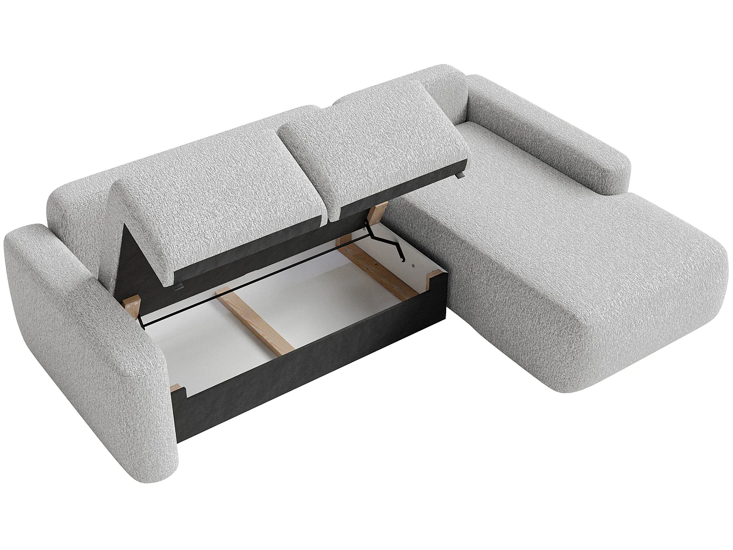Canapé d'angle convertible – Angle à droite – Chenille Gris clair – CARNOS MINI