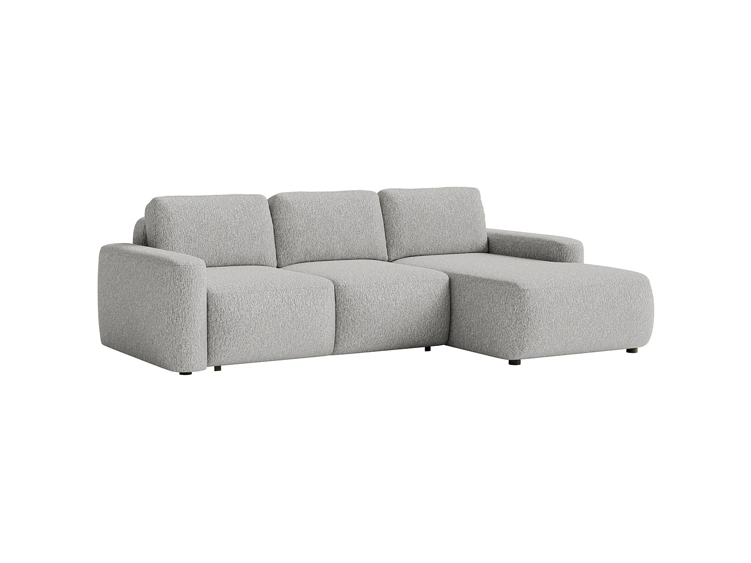 Canapé d'angle convertible – Angle à droite – Chenille Gris clair – CARNOS MINI