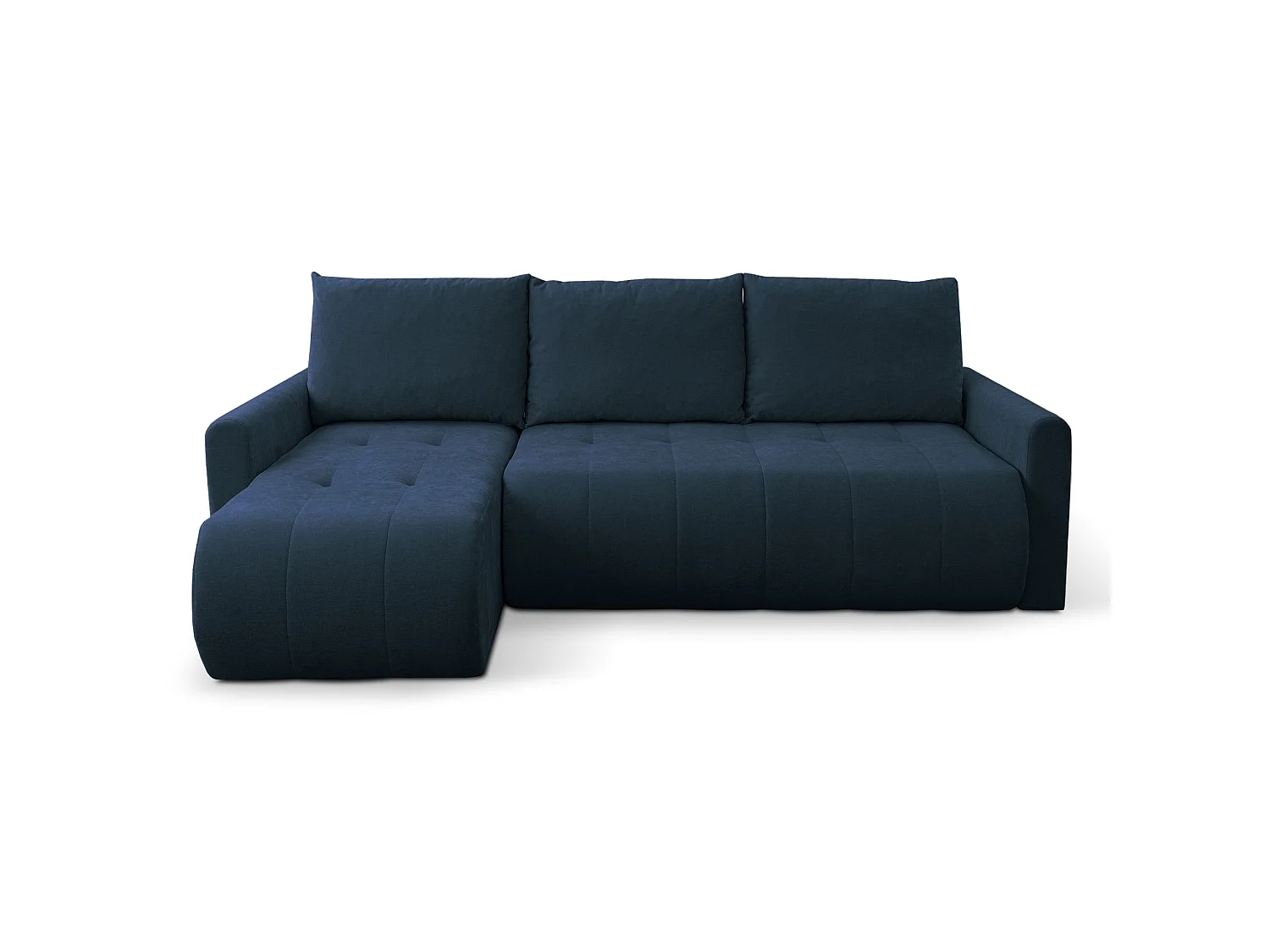 Ecksofa mit Schlaffunktion & Bettkasten – Chenille – Universal – Dunkelblau – TIMMONE
