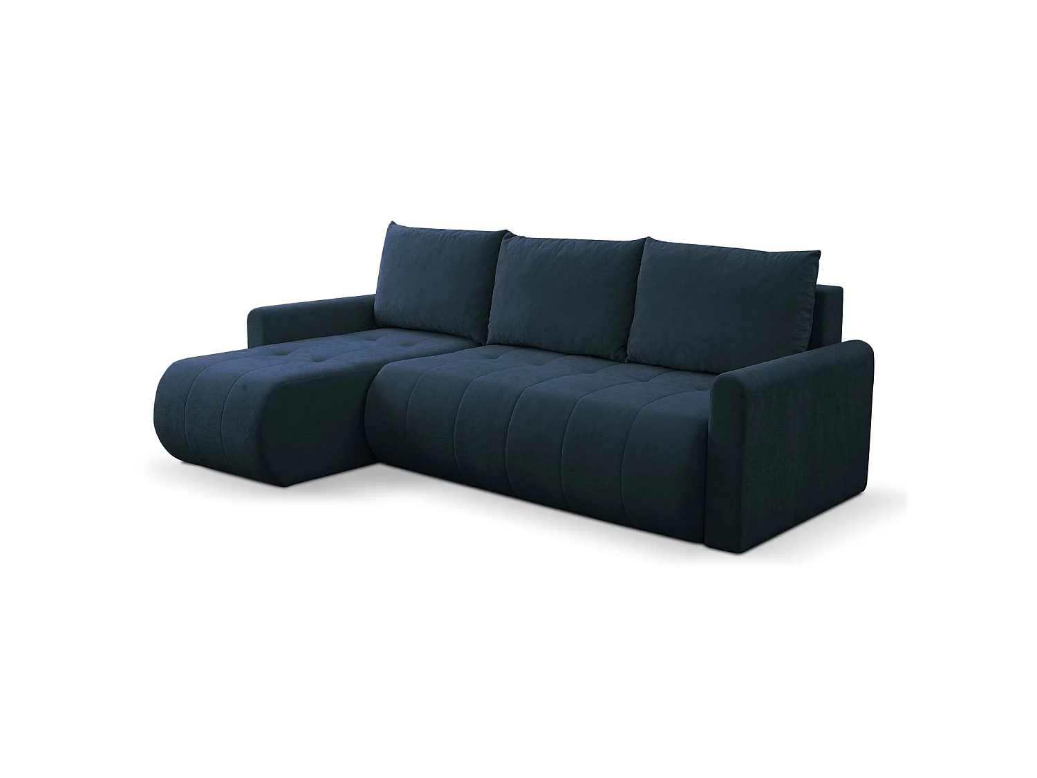 Ecksofa mit Schlaffunktion & Bettkasten – Chenille – Universal – Dunkelblau – TIMMONE