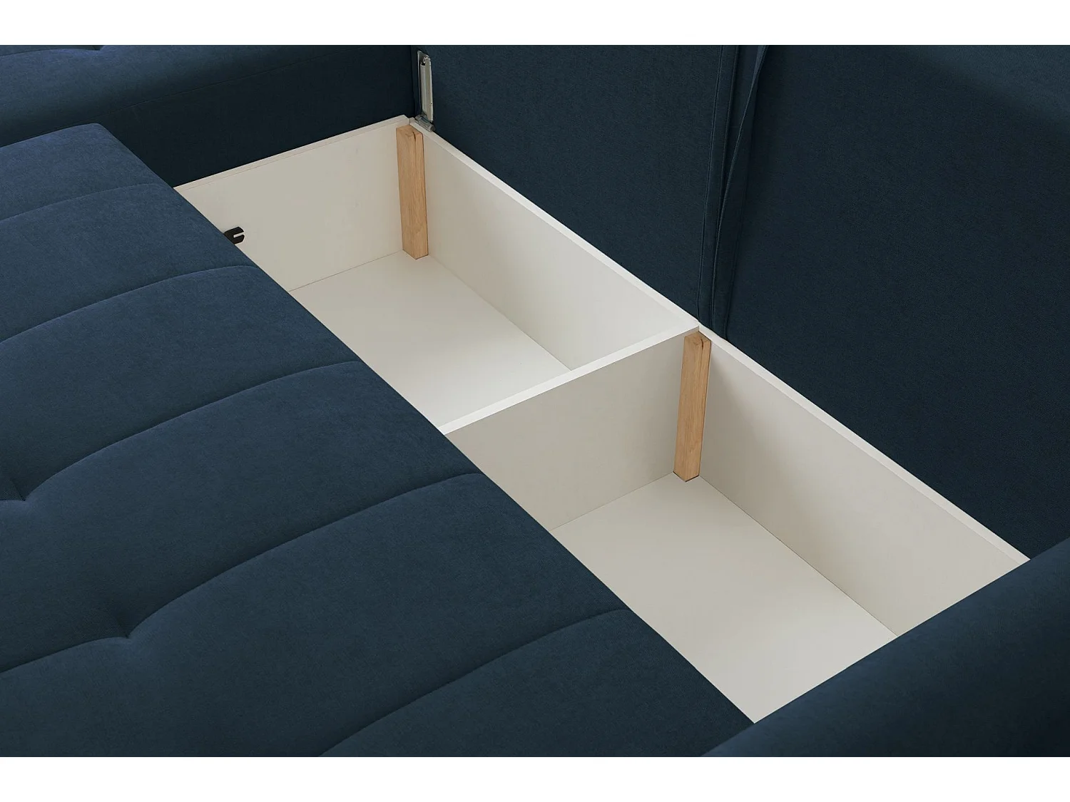 Ecksofa mit Schlaffunktion & Bettkasten – Chenille – Universal – Dunkelblau – TIMMONE