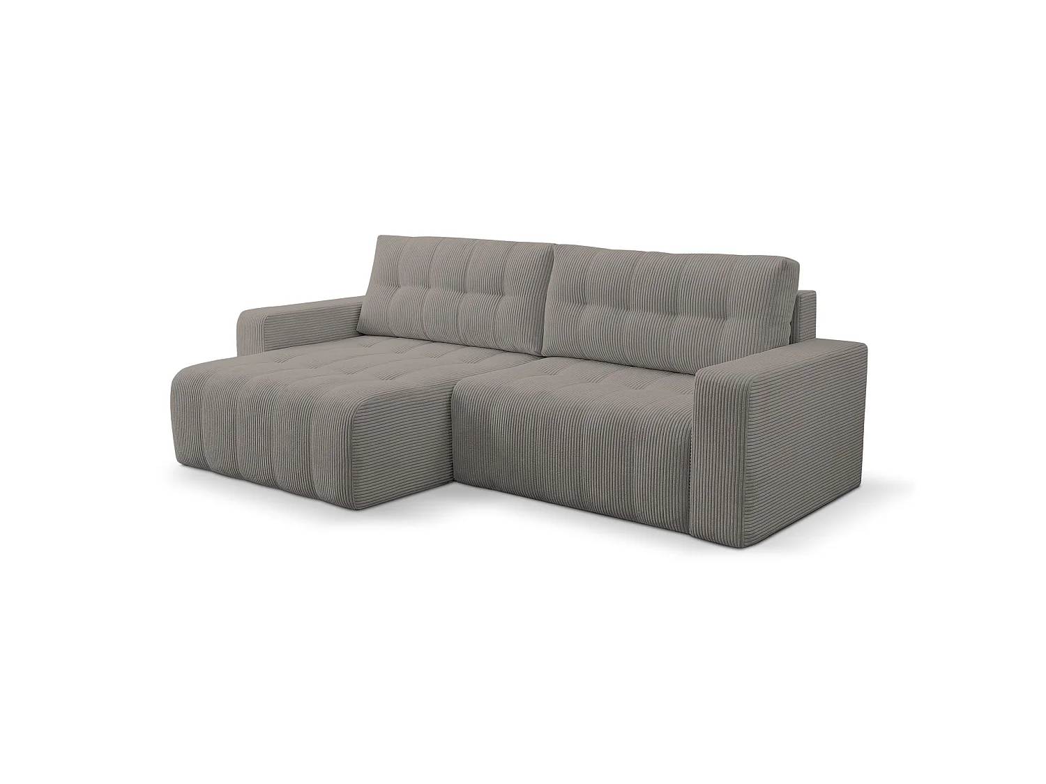 Canapé d'angle convertible avec coffre – Velours côtelé – Universel – Beige – MAILLO