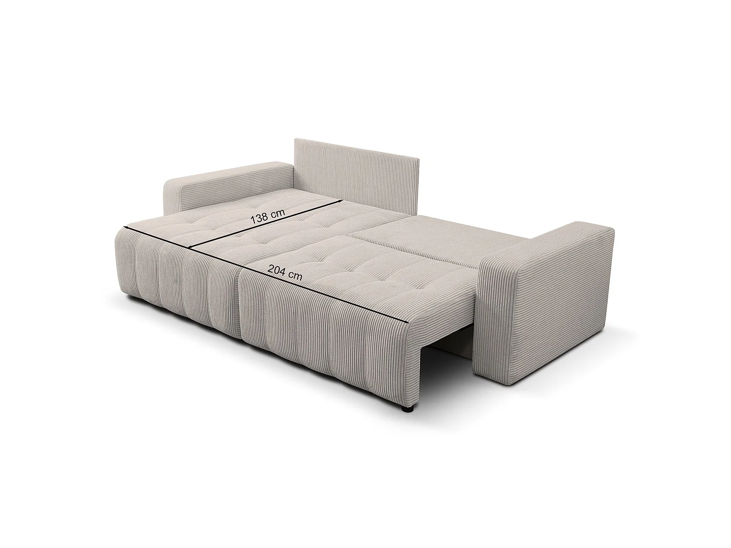 Hoekbank met slaapfunctie & opbergruimte – Corduroy – Universeel – Beige – MAILLO