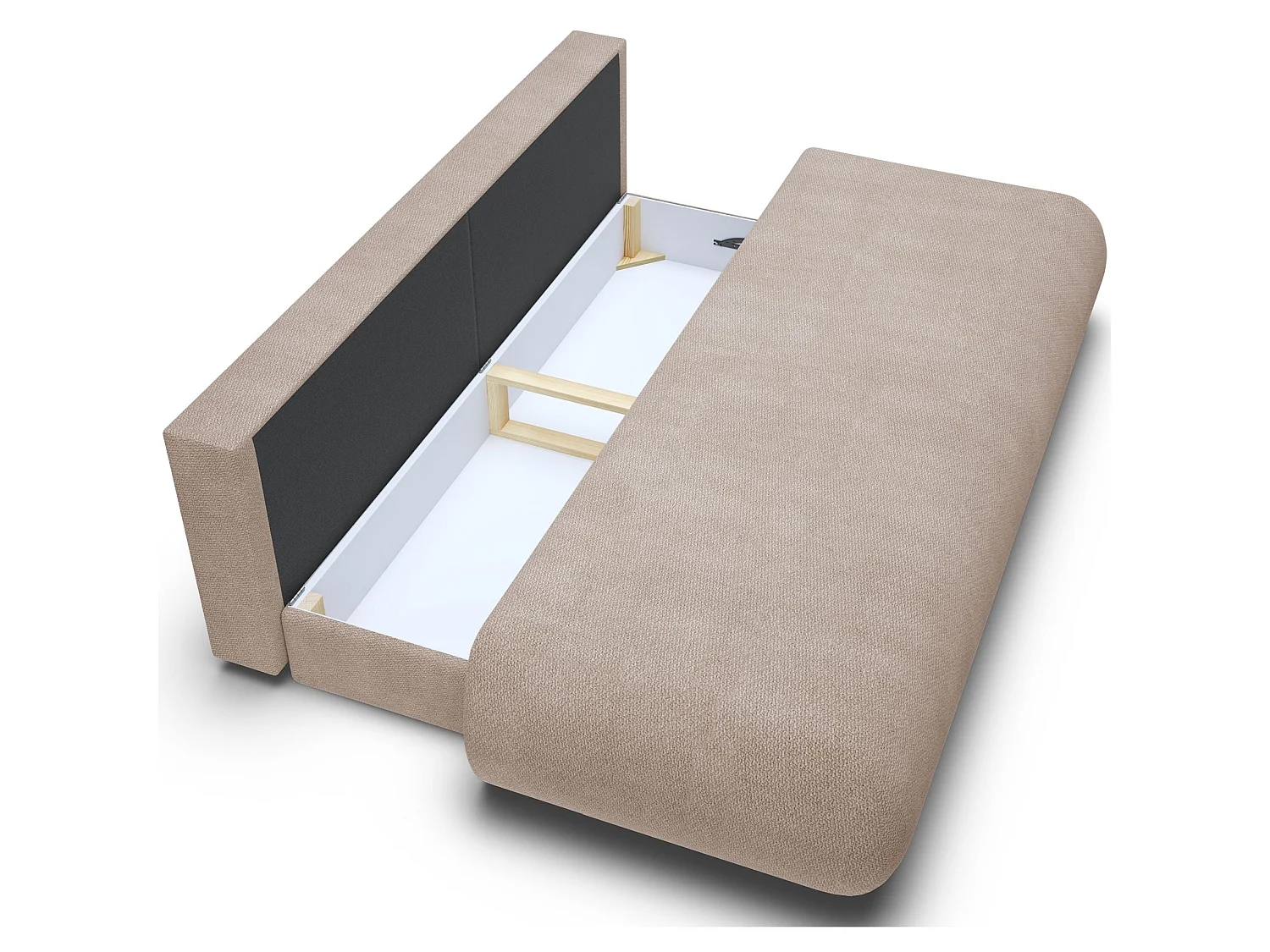 Canapé convertible 3 places en tissu chenille beige ARMONE