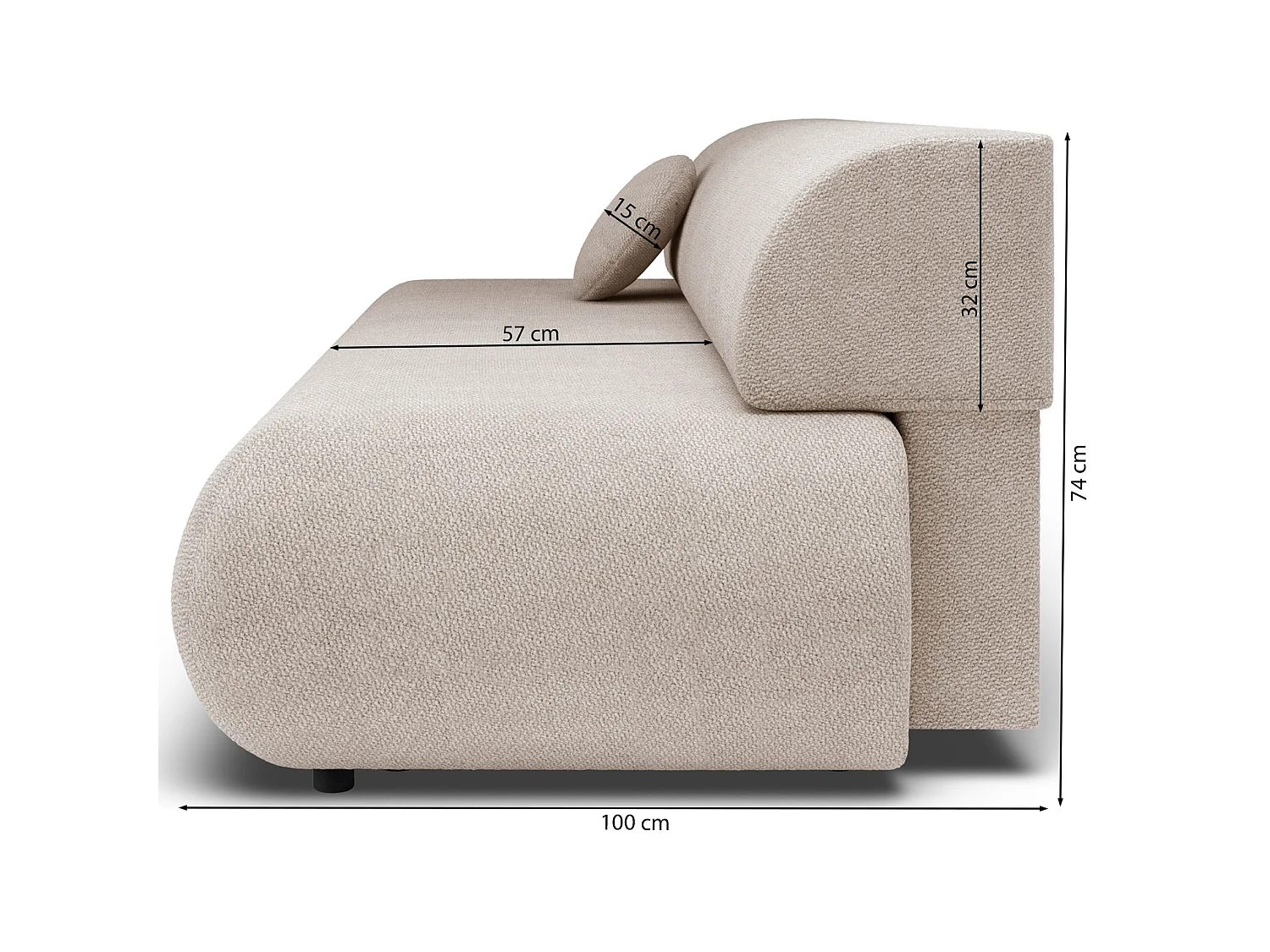 3-Sitzer Sofa mit Schlaffunktion – Chenille – Hellbeige – ARMONE