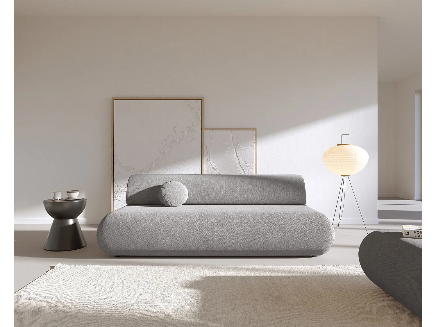 3-Sitzer Sofa mit Schlaffunktion – Chenille – Grau – ARMONE