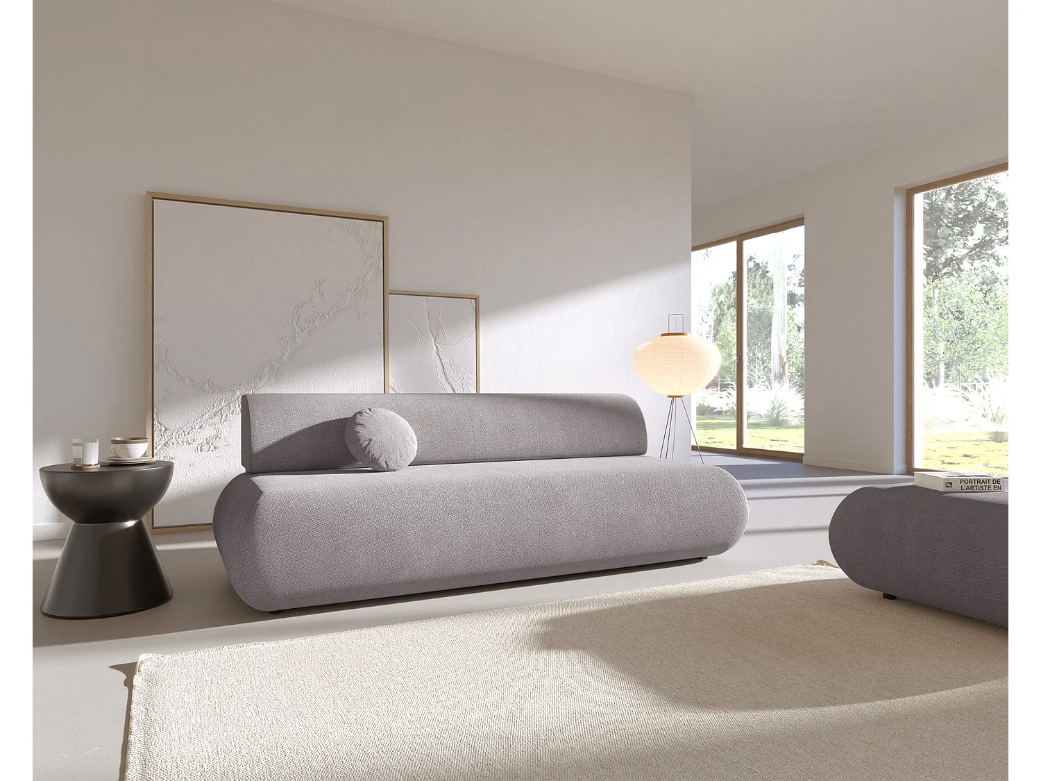 3-Sitzer Sofa mit Schlaffunktion – Chenille – Grau – ARMONE