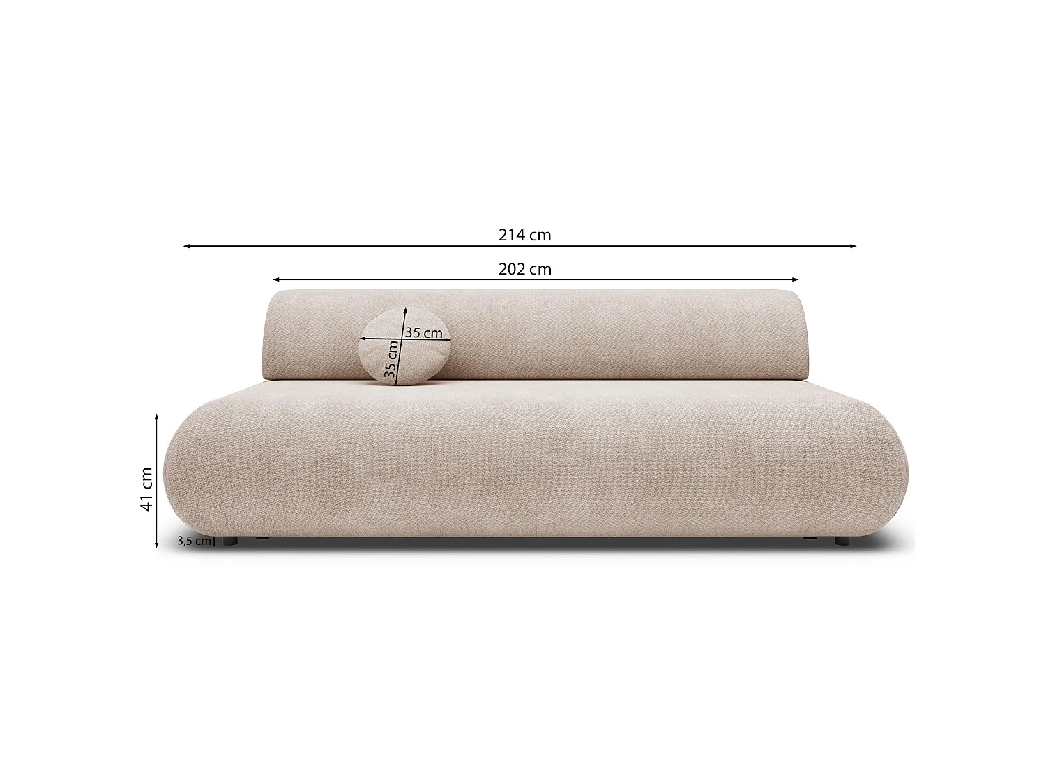 3-Sitzer Sofa mit Schlaffunktion – Chenille – Grau – ARMONE