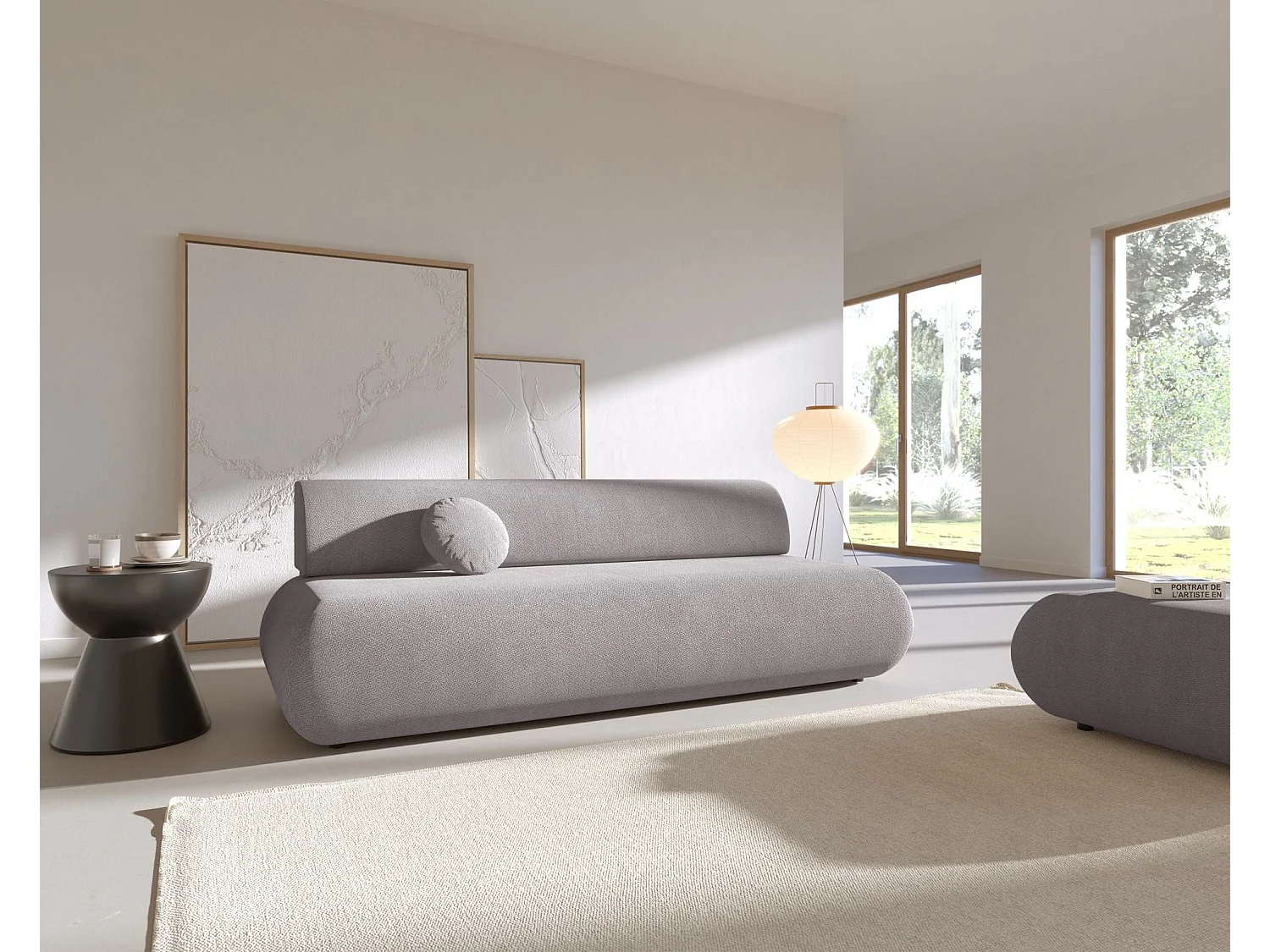 3-Sitzer Sofa mit Schlaffunktion – Chenille – Grau – ARMONE