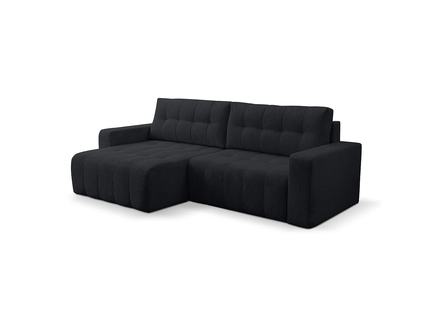 Ecksofa mit Schlaffunktion & Bettkasten – Cord – Universal – Dunkelgrau – MAILLO
