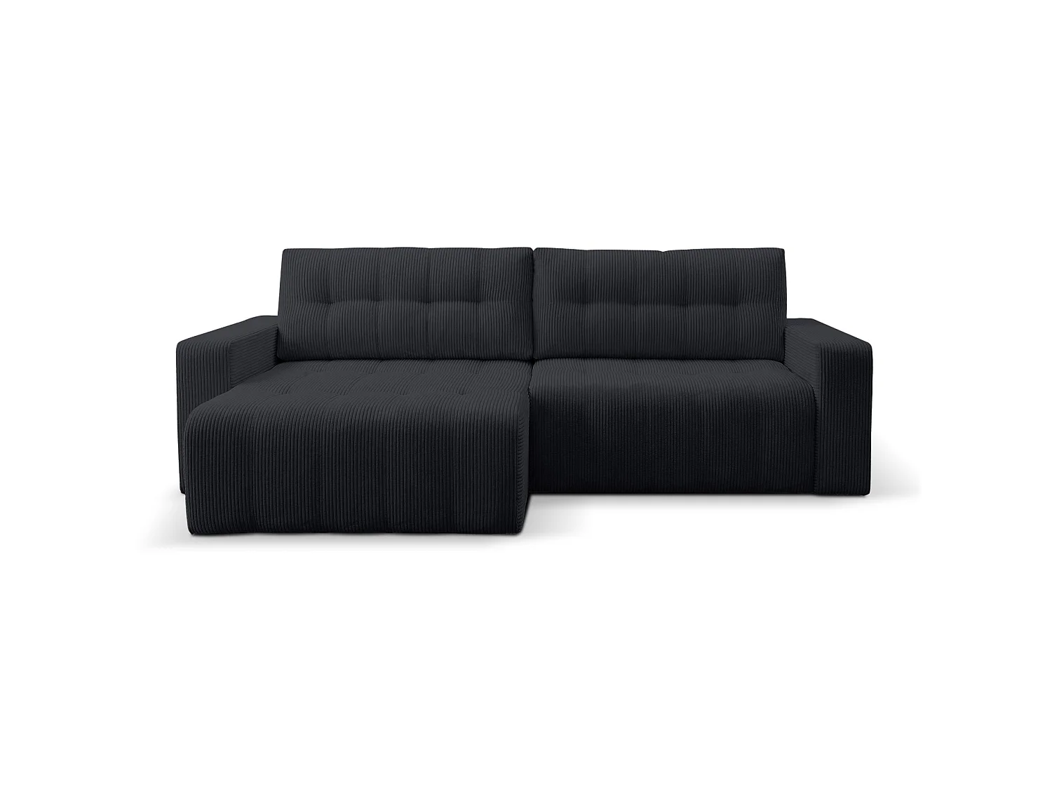 Ecksofa mit Schlaffunktion & Bettkasten – Cord – Universal – Dunkelgrau – MAILLO