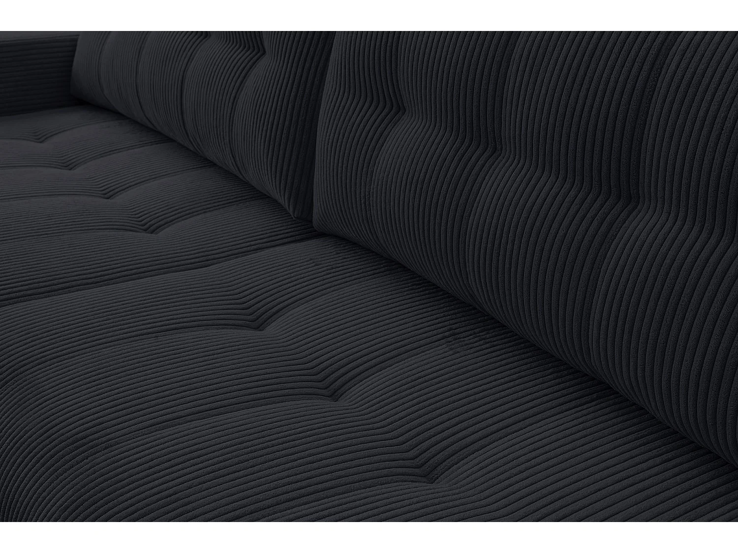 Ecksofa mit Schlaffunktion & Bettkasten – Cord – Universal – Dunkelgrau – MAILLO