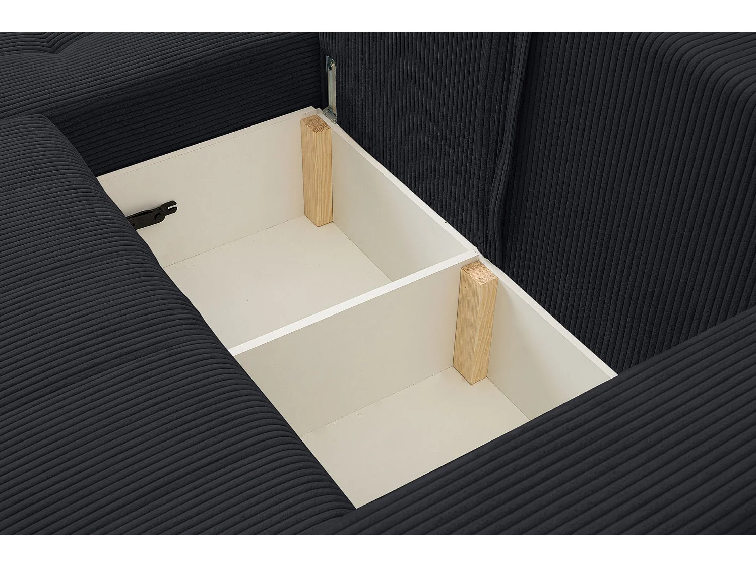 Ecksofa mit Schlaffunktion & Bettkasten – Cord – Universal – Dunkelgrau – MAILLO