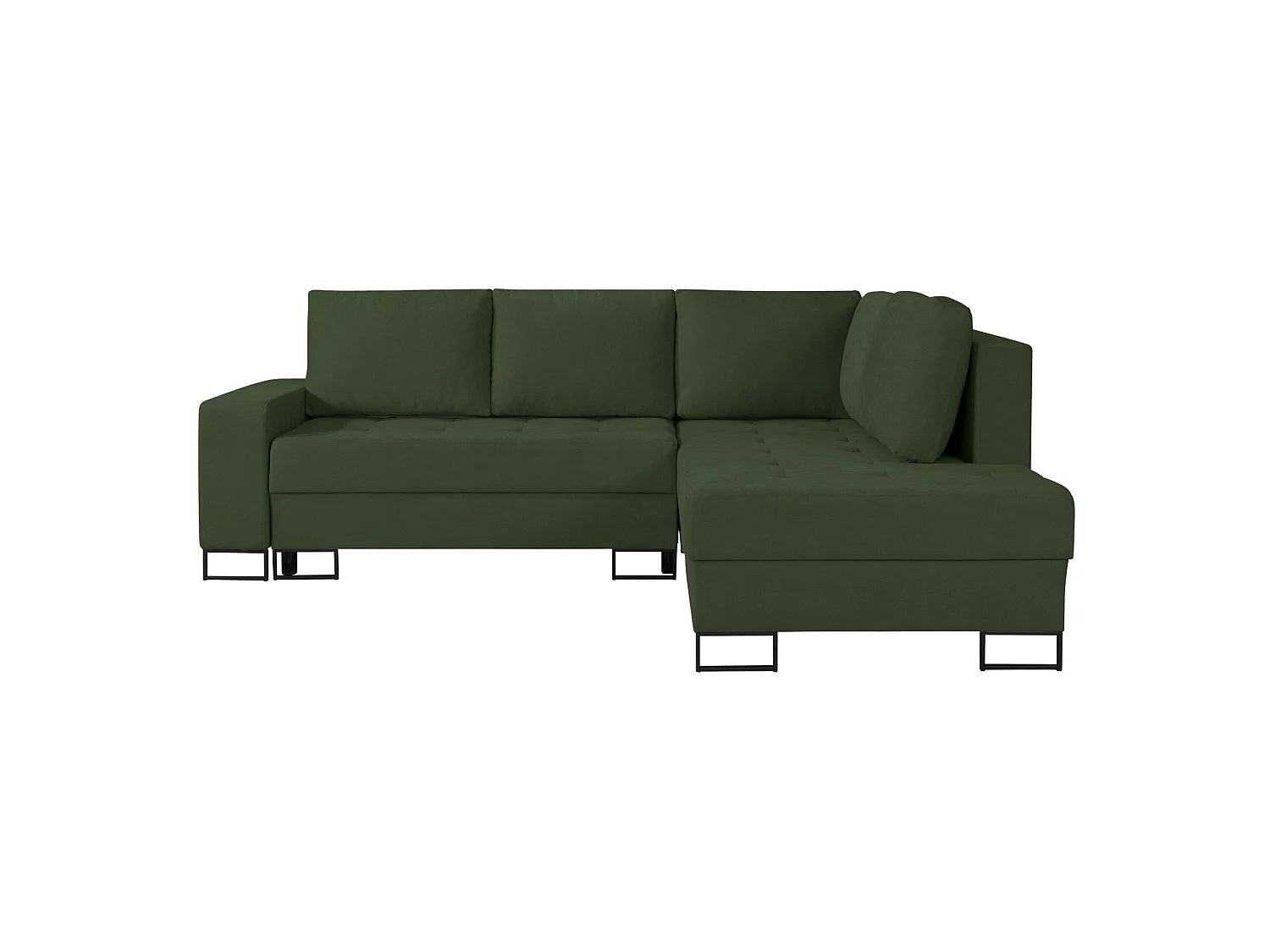 Ecksofa mit Schlaffunktion & Bettkasten – Chenille – Ottomane rechts – Grün – LARELLE