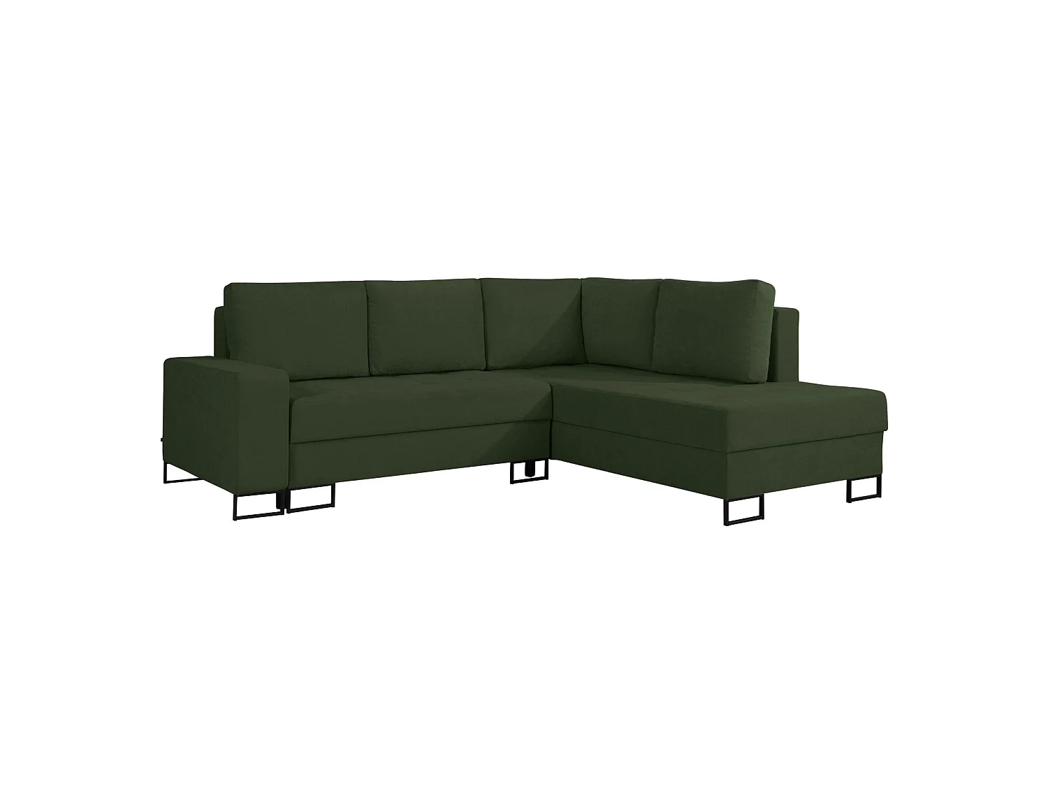 Ecksofa mit Schlaffunktion & Bettkasten – Chenille – Ottomane rechts – Grün – LARELLE