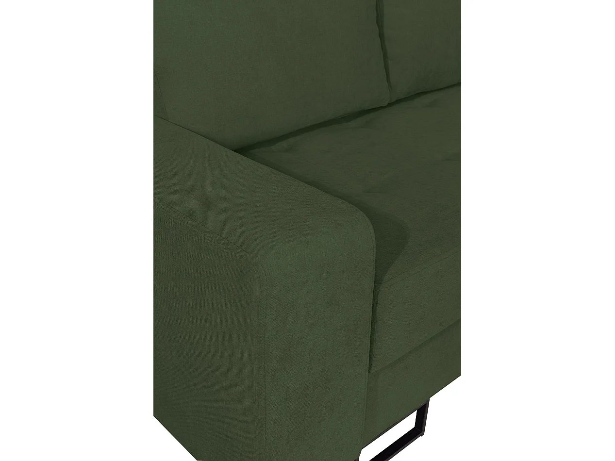 Ecksofa mit Schlaffunktion & Bettkasten – Chenille – Ottomane rechts – Grün – LARELLE