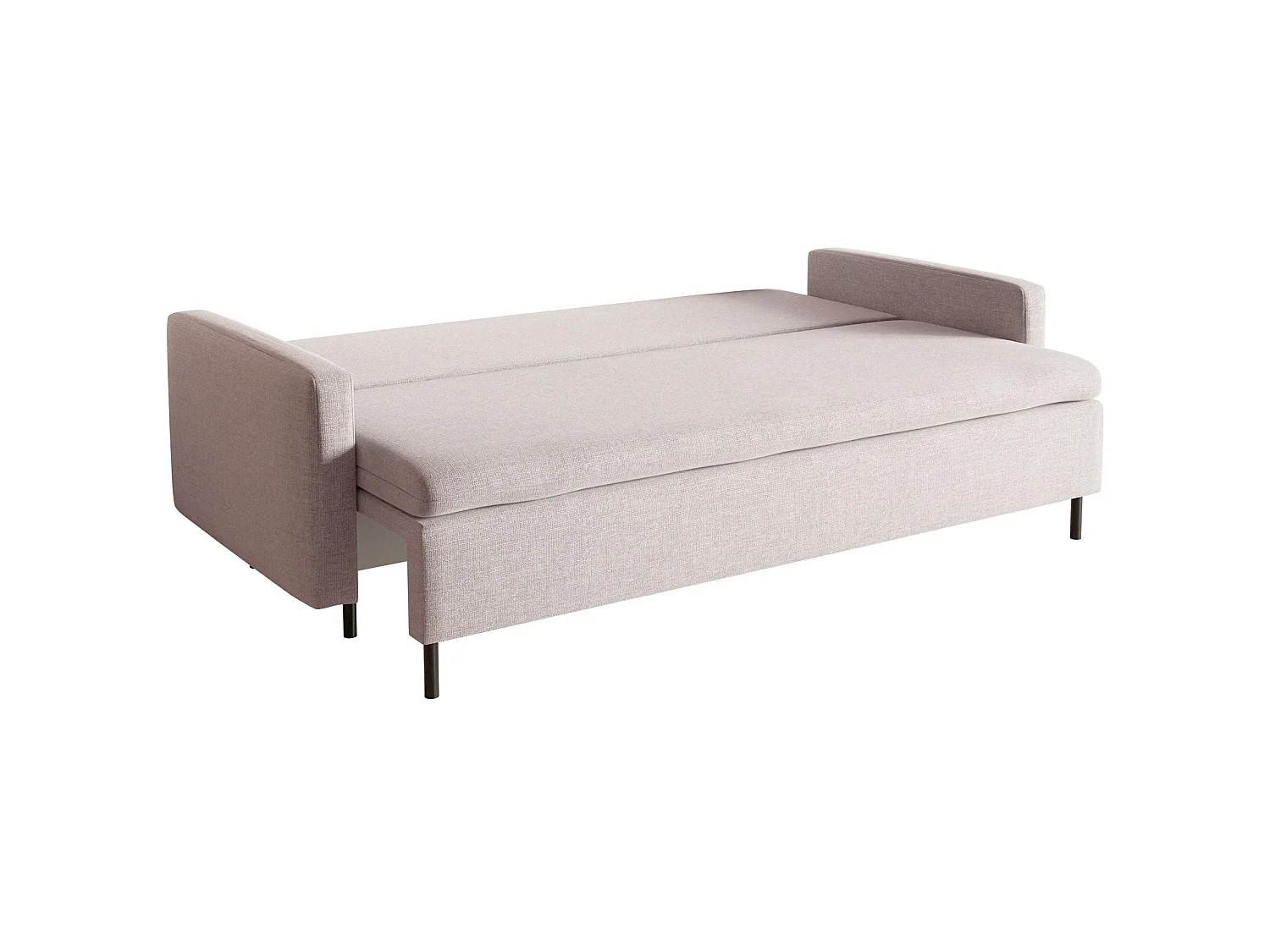 Canapé convertible 3 places avec coffre en tissu chenille beige UMPRO