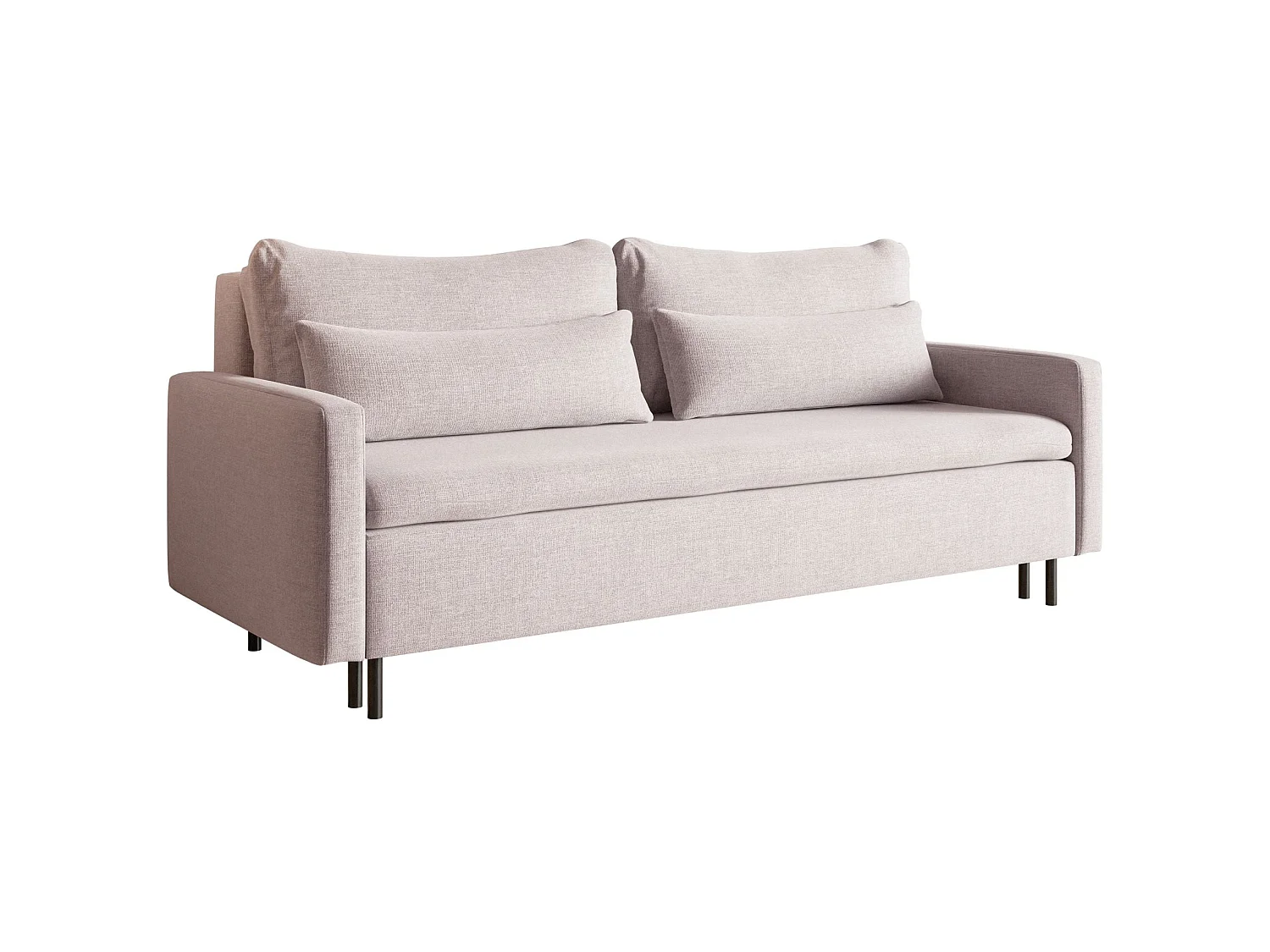 Canapé convertible 3 places avec coffre en tissu chenille beige UMPRO
