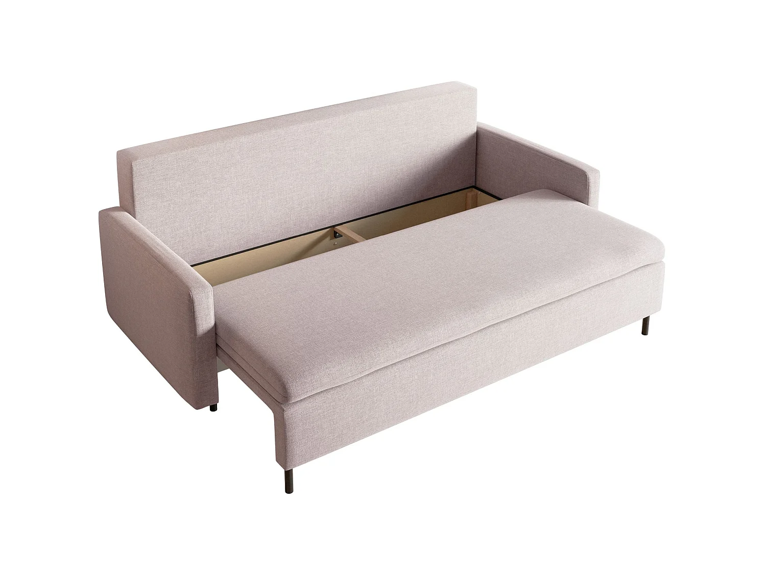 Canapé convertible 3 places avec coffre en tissu chenille beige UMPRO