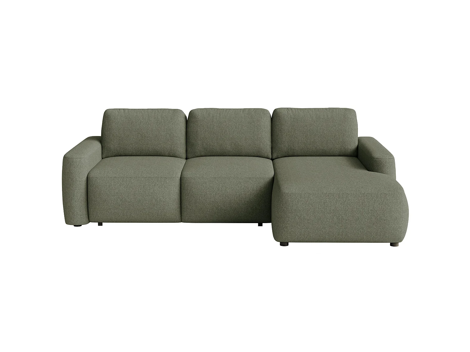 Canapé d'angle convertible – Angle à droite – Chenille facile d'entretien – Vert olive – CARNOS MINI