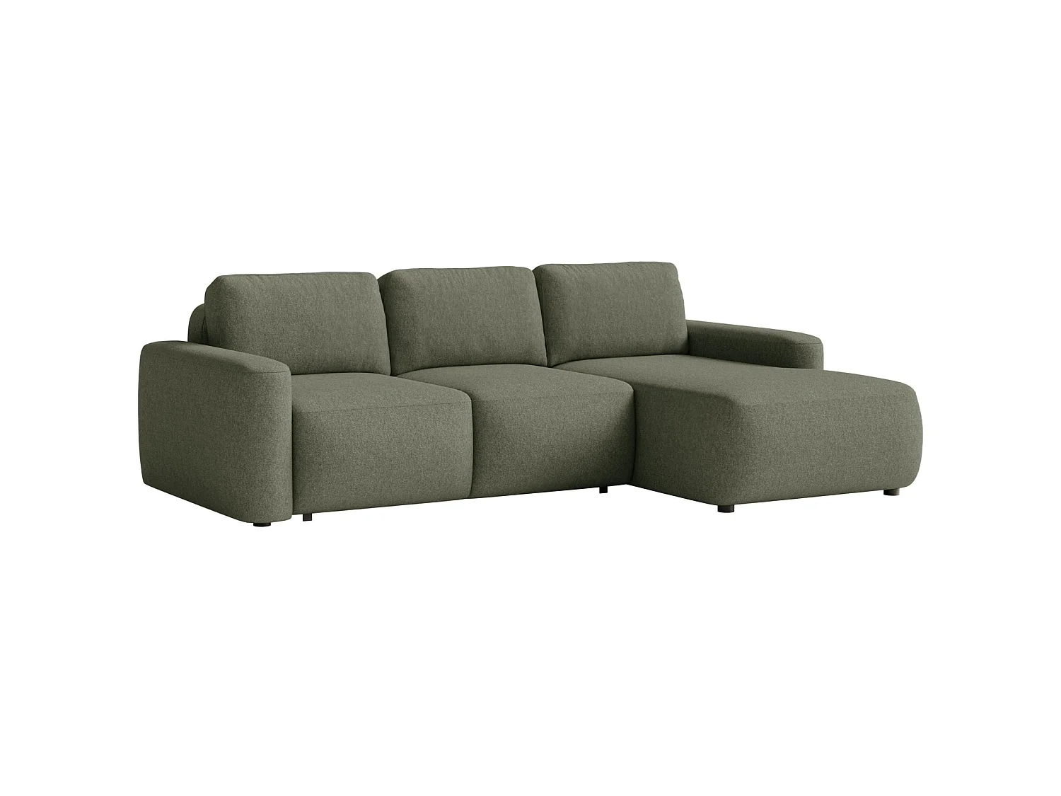 Canapé d'angle convertible – Angle à droite – Chenille facile d'entretien – Vert olive – CARNOS MINI