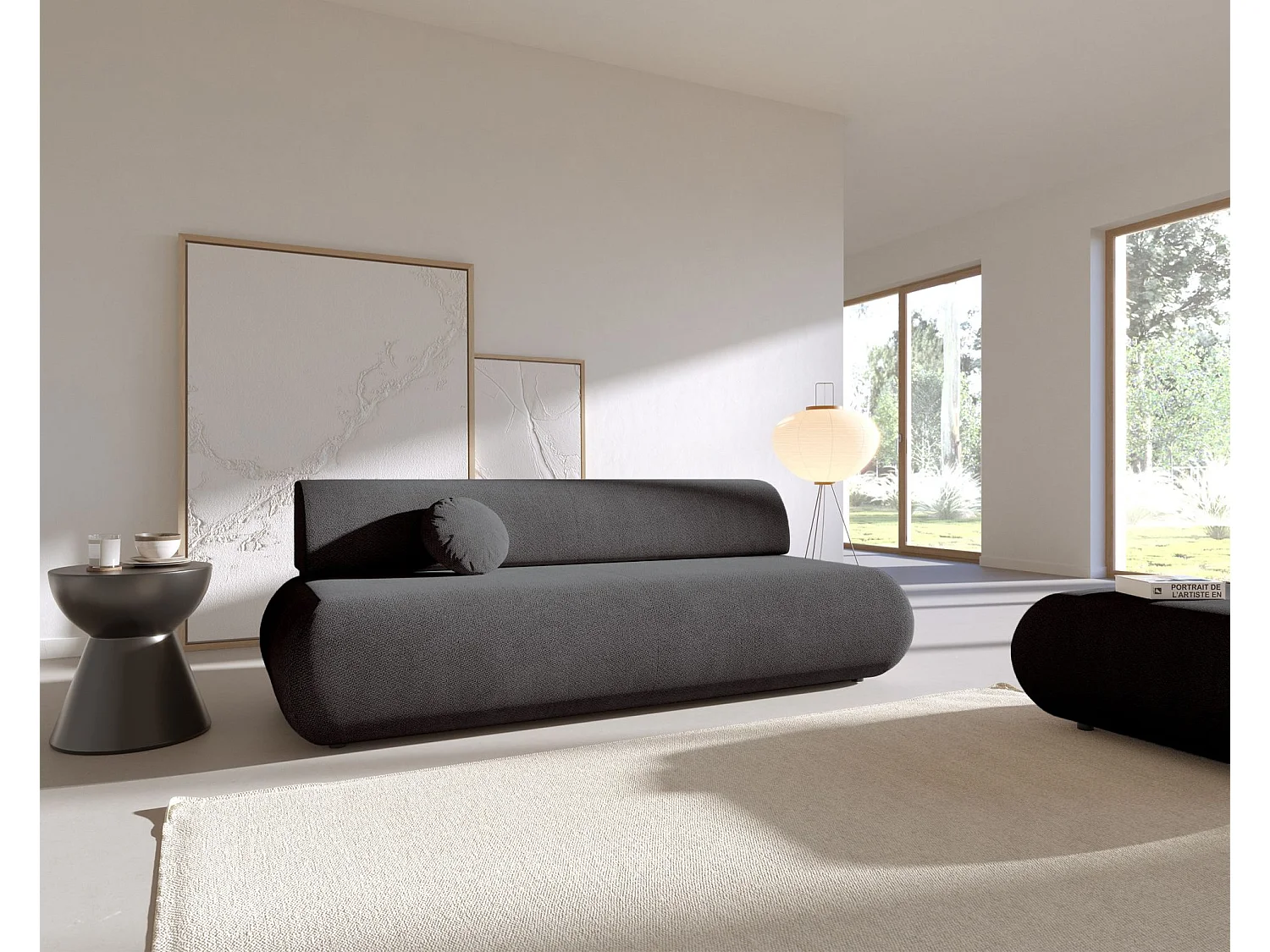 3-Sitzer Sofa mit Schlaffunktion – Chenille – Graphit – ARMONE