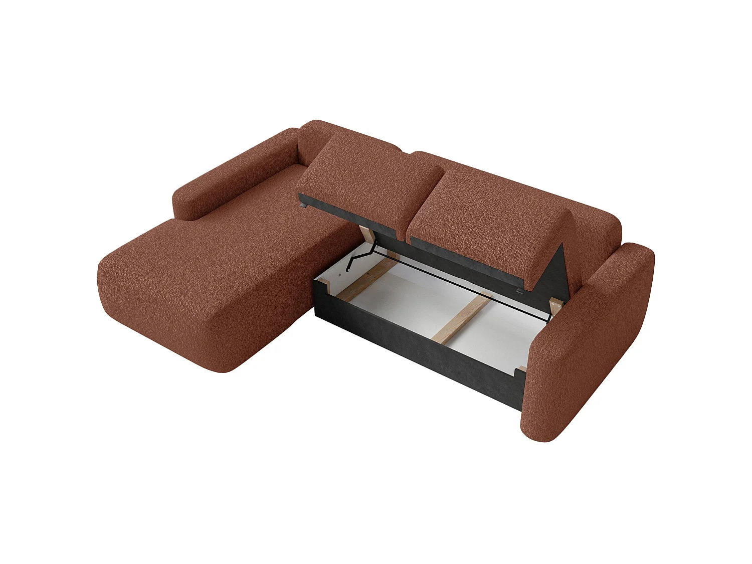 Canapé d'angle convertible – Angle à gauche – Chenille Cuivre – CARNOS MINI