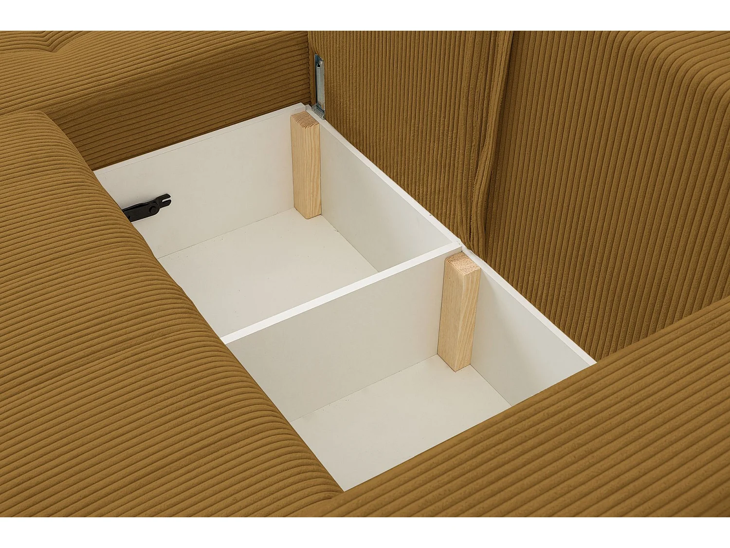 Ecksofa mit Schlaffunktion & Bettkasten – Cord – Universal – Senfgelb – MAILLO