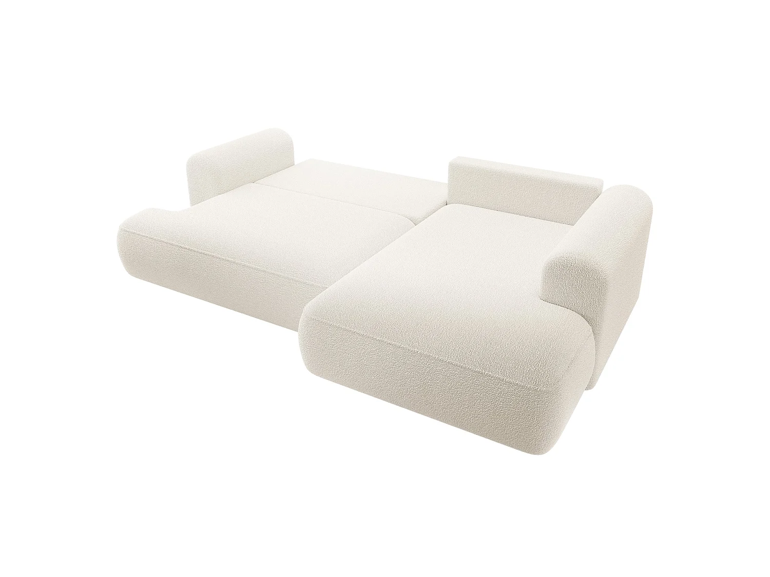 Canapé d’angle avec fonction couchage – angle droit – Crème – Bouclée – OVO