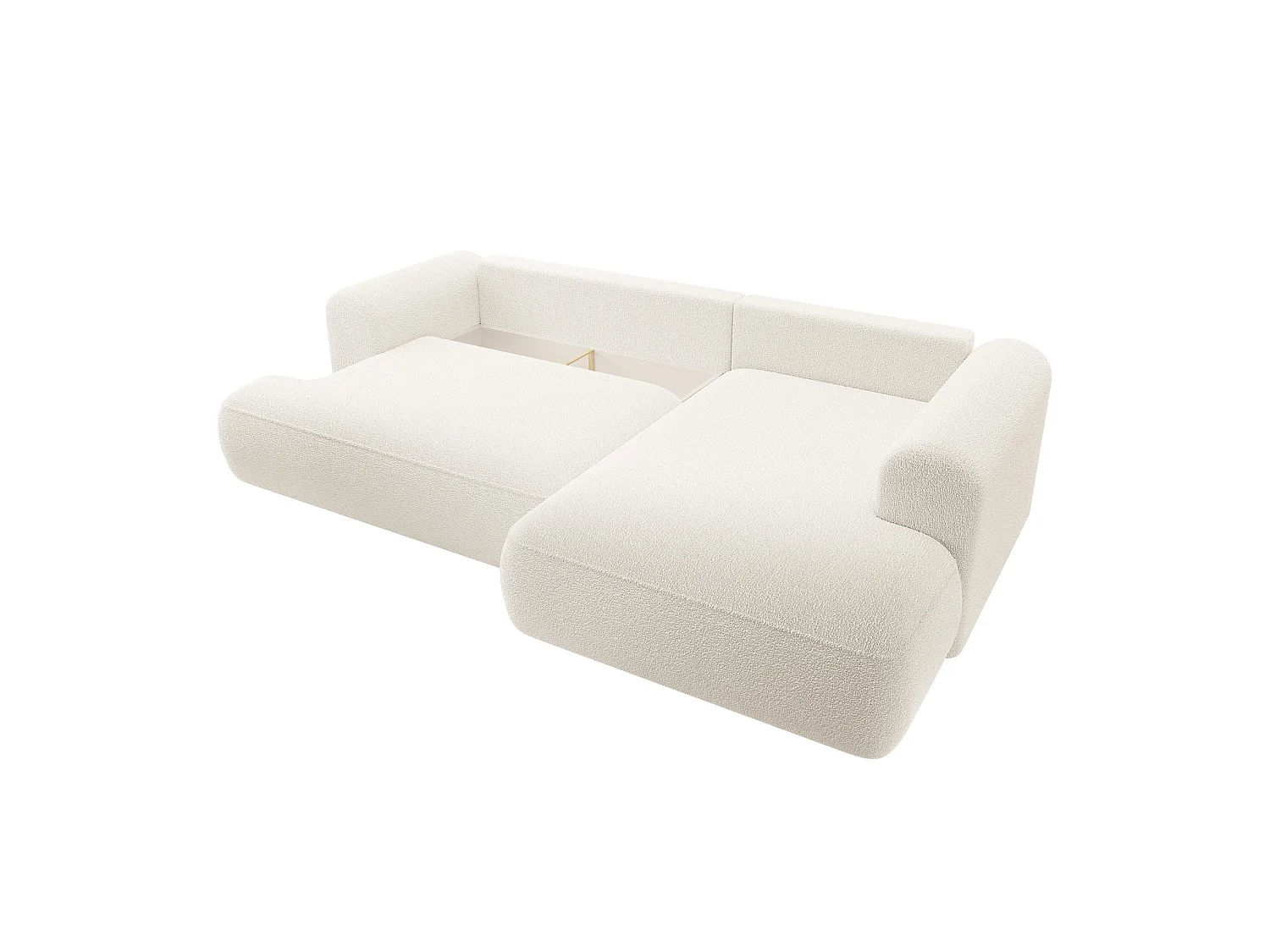 Canapé d’angle avec fonction couchage – angle droit – Crème – Bouclée – OVO