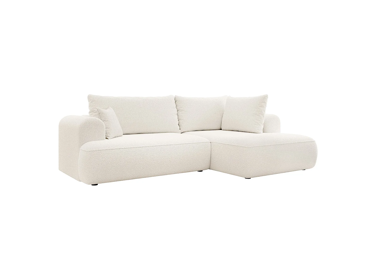 Canapé d’angle avec fonction couchage – angle droit – Crème – Bouclée – OVO
