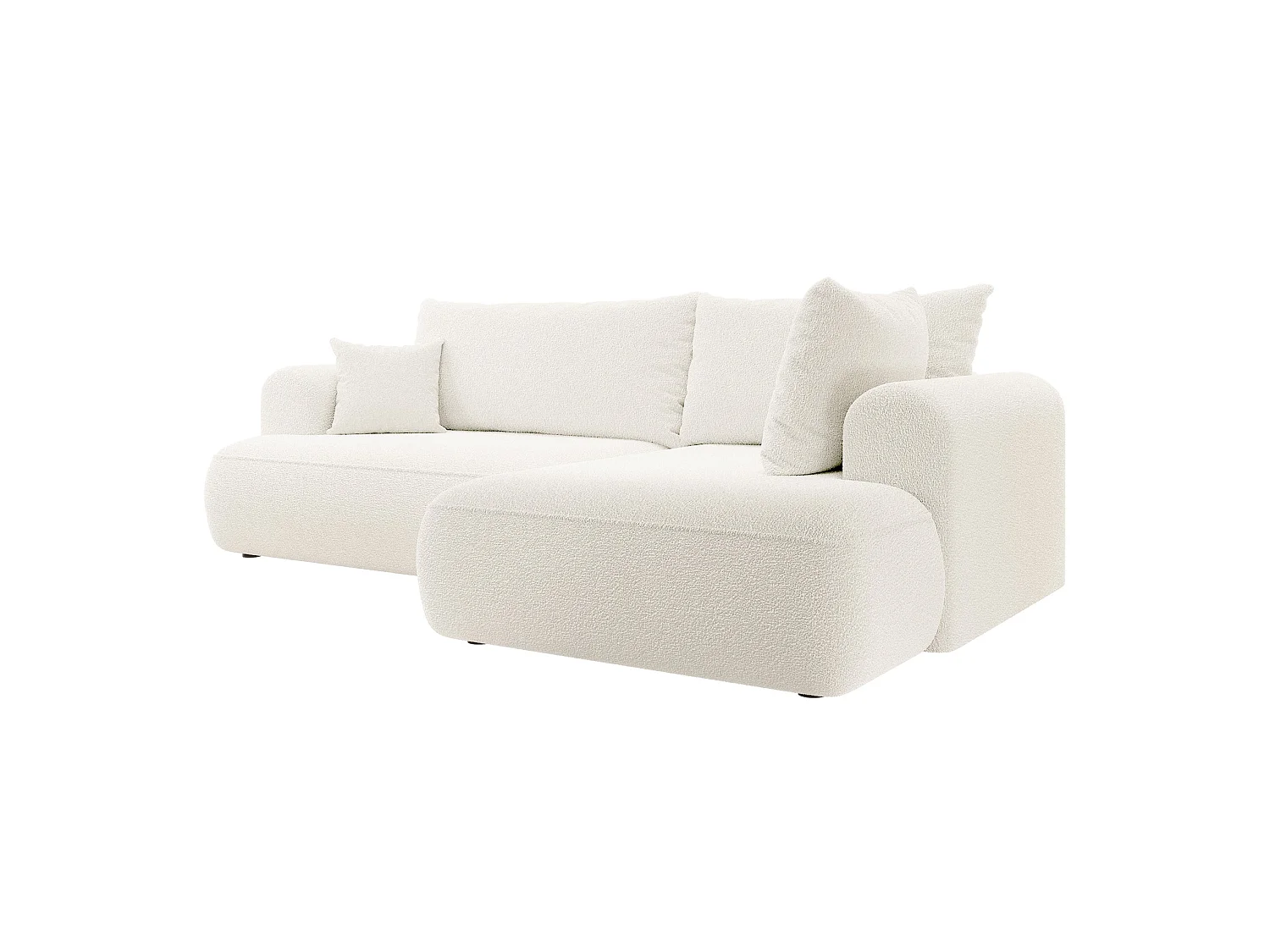Canapé d’angle avec fonction couchage – angle droit – Crème – Bouclée – OVO