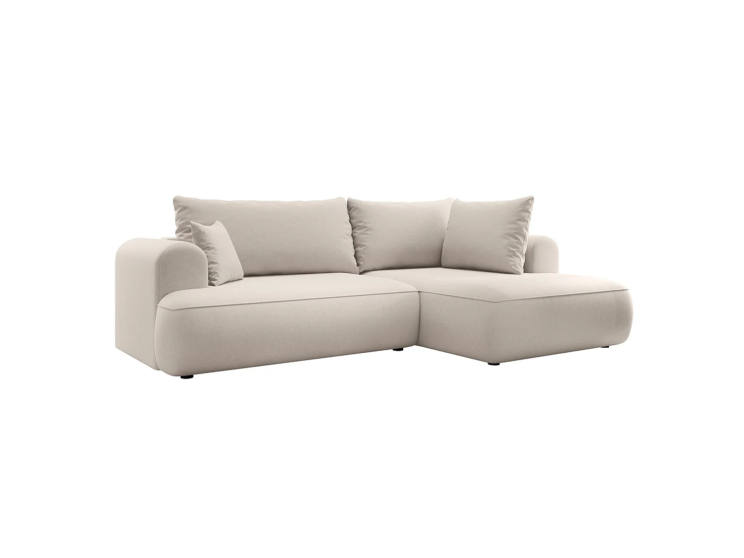 Canapé d’angle avec fonction couchage – angle droit – Beige clair – Velours – OVO