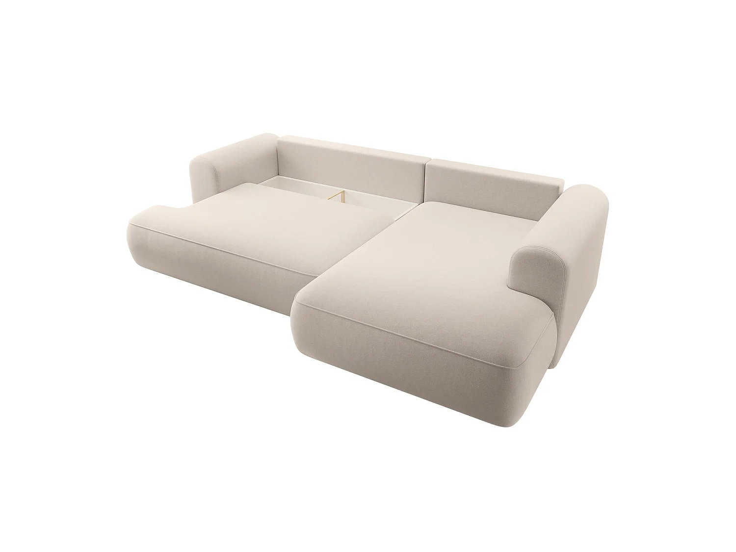 Canapé d’angle avec fonction couchage – angle droit – Beige clair – Velours – OVO