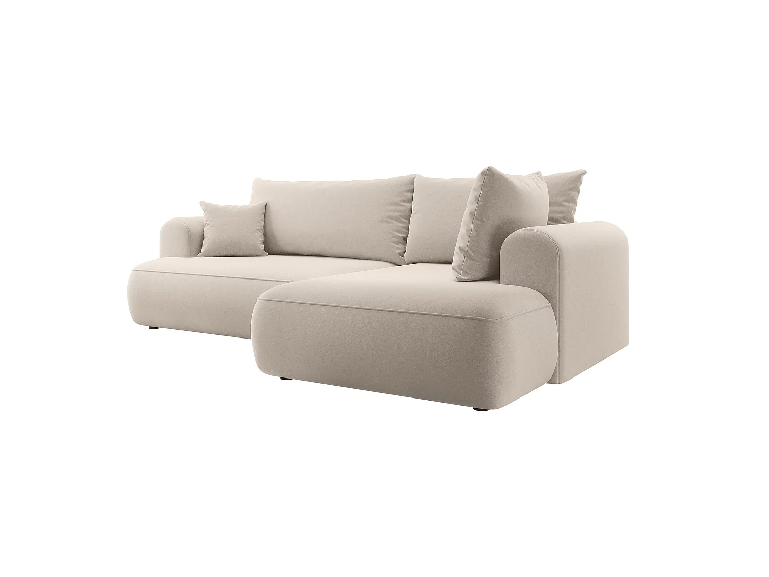 Canapé d’angle avec fonction couchage – angle droit – Beige clair – Velours – OVO