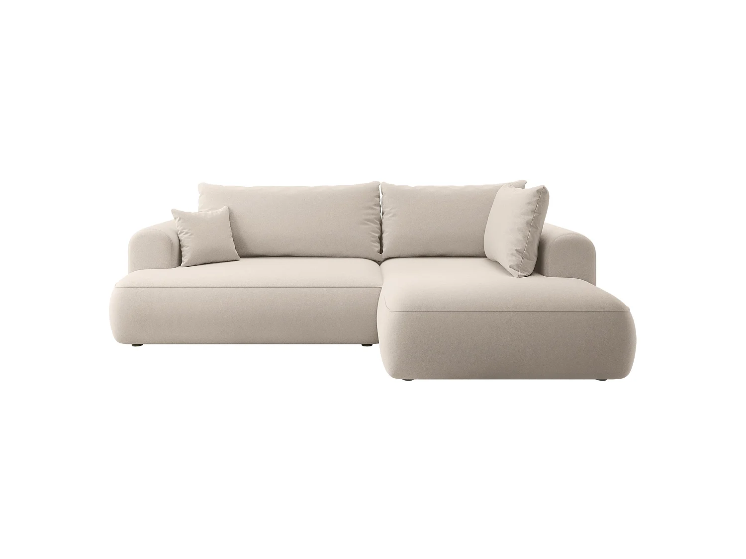Canapé d’angle avec fonction couchage – angle droit – Beige clair – Velours – OVO