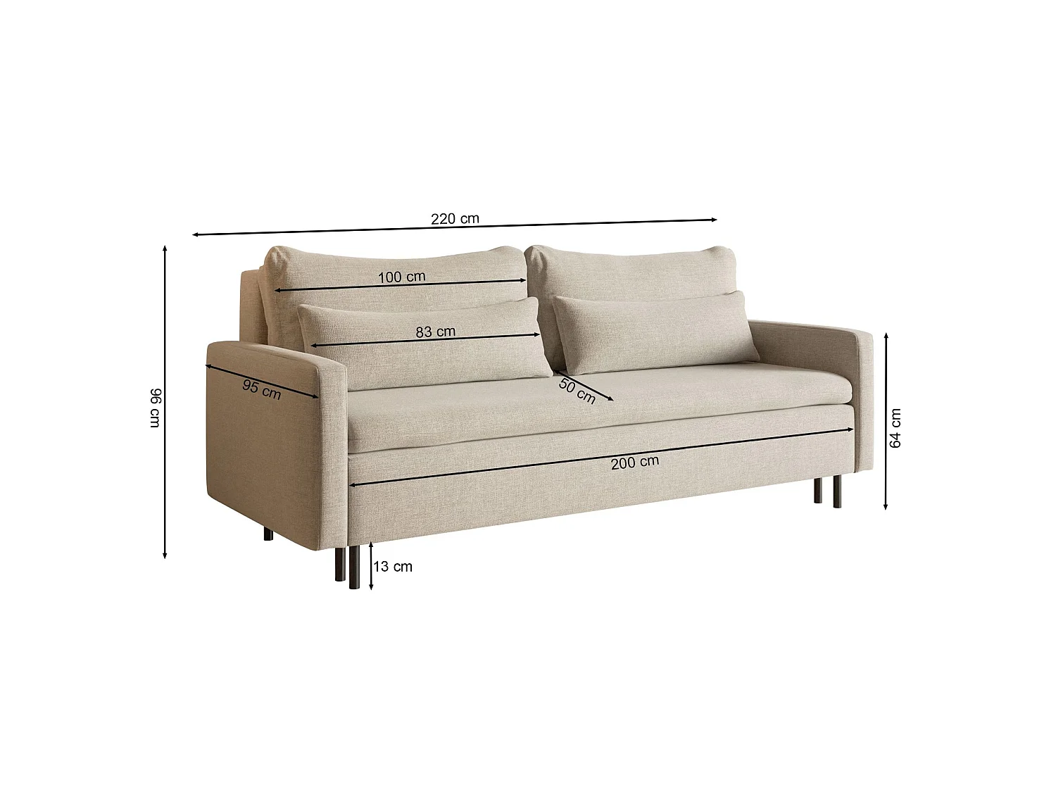 Canapé 3 places convertible avec coffre – Chenille – Vert foncé – UMPRO