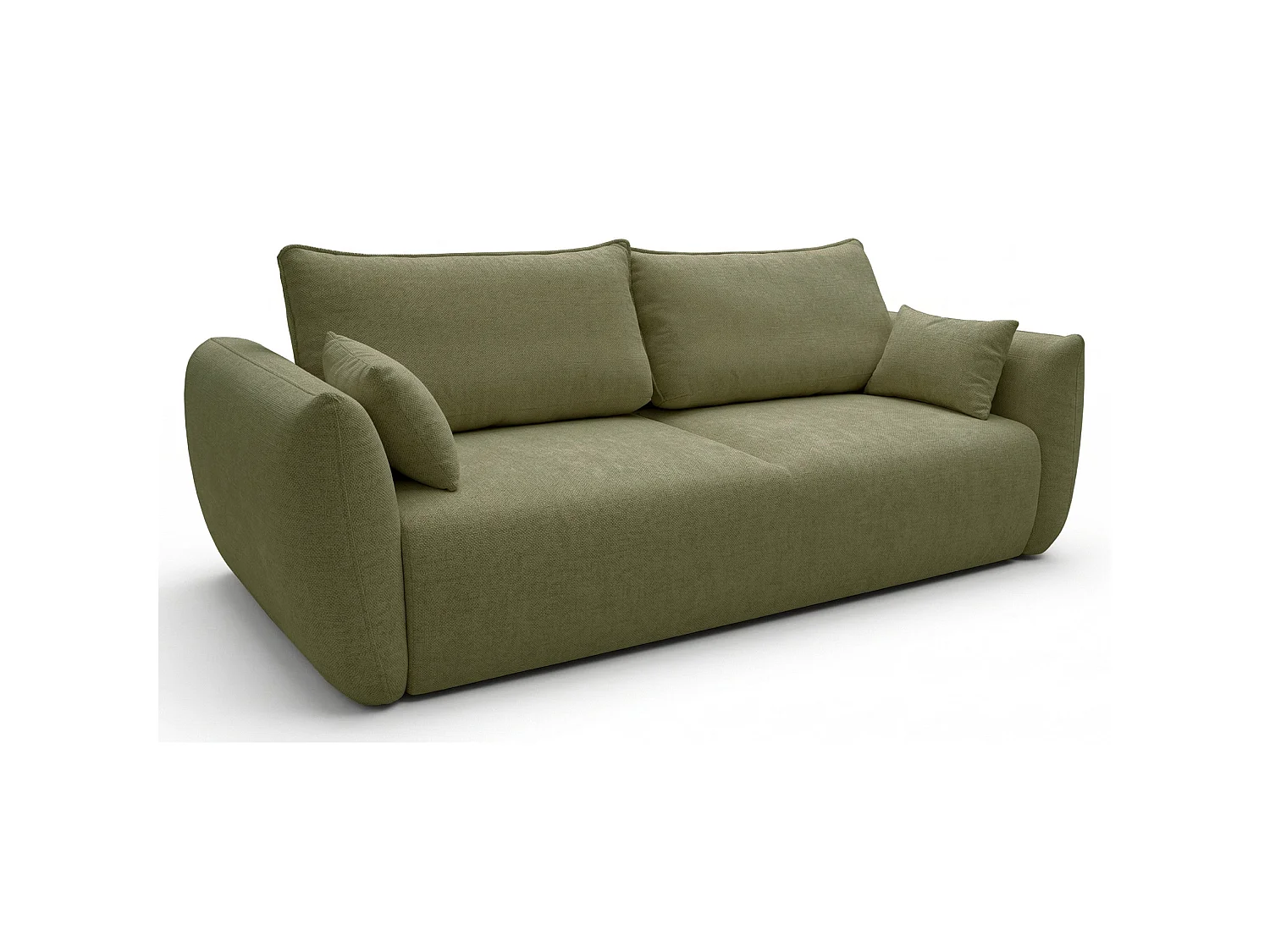 Canapé 3 places convertible avec coffre – tissu chenille – olive – ZORDO