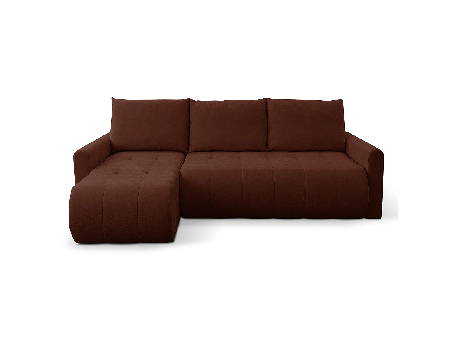 Ecksofa mit Schlaffunktion & Bettkasten – Chenille – Universal – Kupfer – TIMMONE