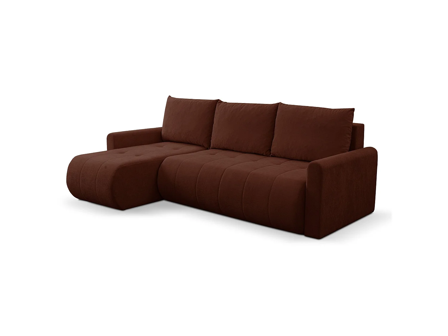 Ecksofa mit Schlaffunktion & Bettkasten – Chenille – Universal – Kupfer – TIMMONE