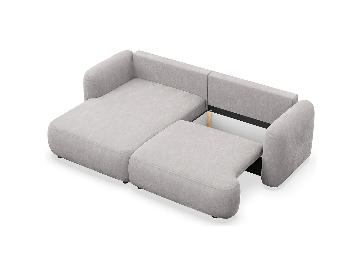 Canapé d'angle convertible – Angle à gauche – chenille gris clair – TVOYA
