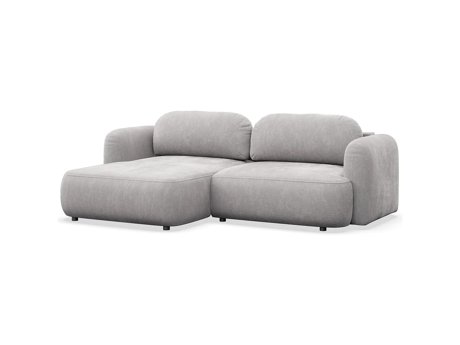 Canapé d'angle convertible – Angle à gauche – chenille gris clair – TVOYA