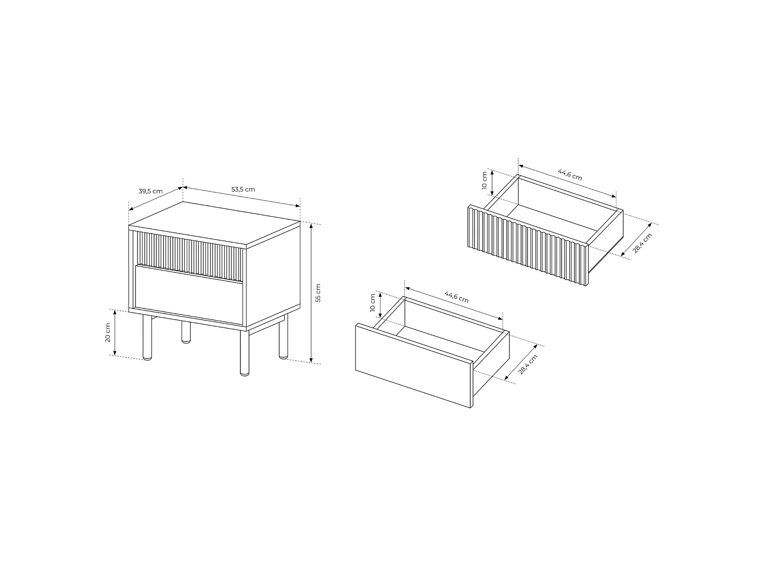 Nachttisch 2 Schubladen – 53 cm – Cremona Eiche – TAVO