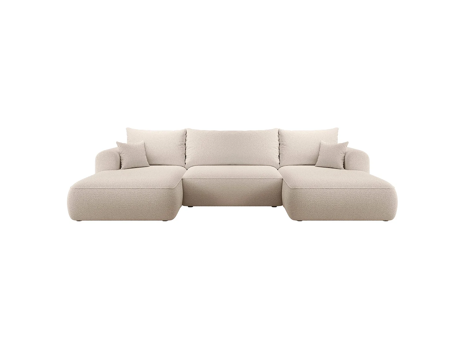 Canapé d’angle en U avec fonction couchage – universel – Beige – Bouclée – OVO