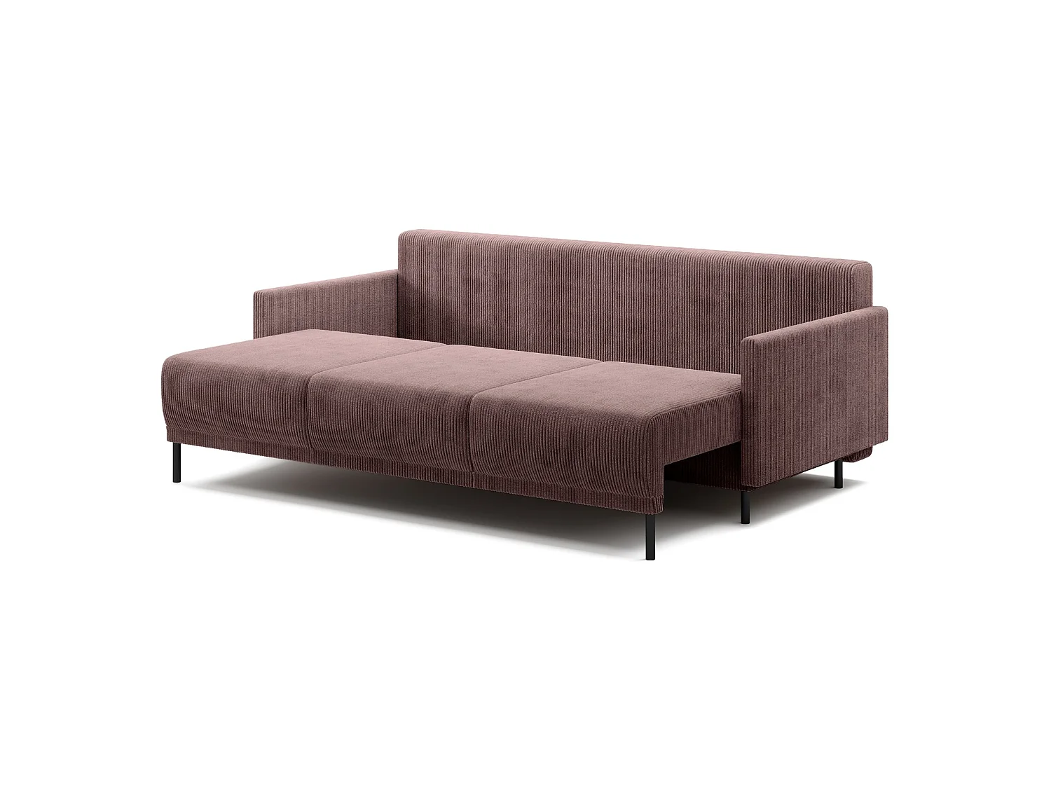 Canapé 3 places convertible avec coffre – Velours côtelé – Violet – HAMIEL
