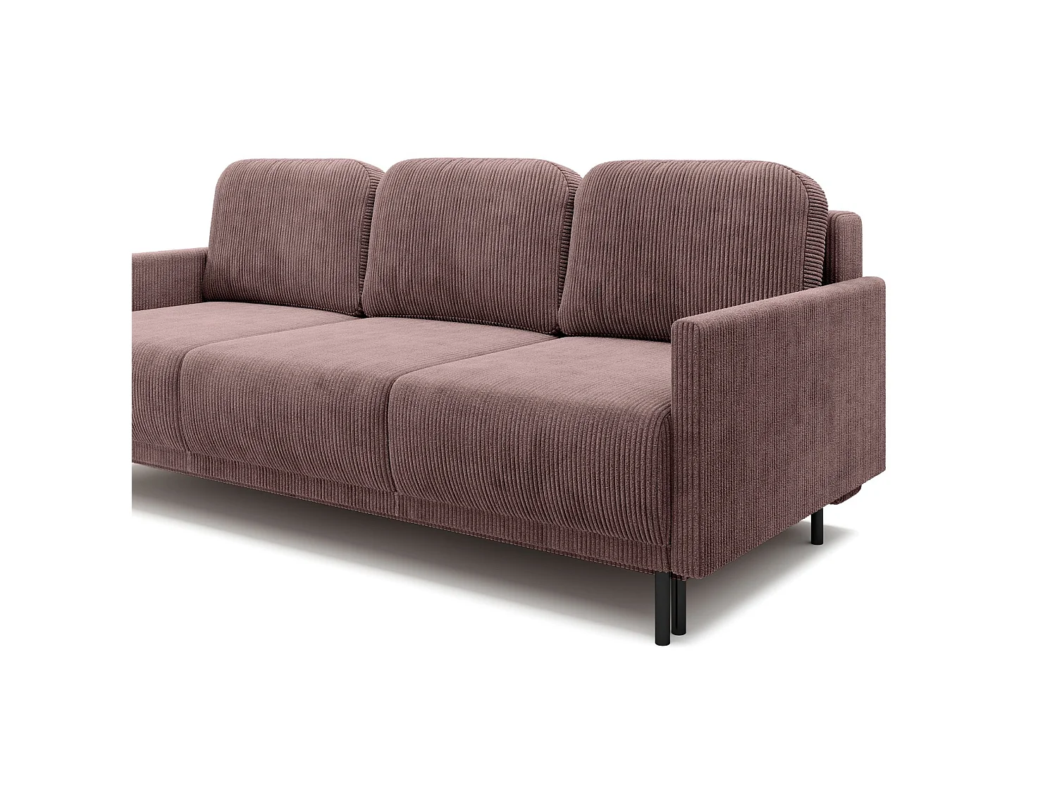 Canapé 3 places convertible avec coffre – Velours côtelé – Violet – HAMIEL