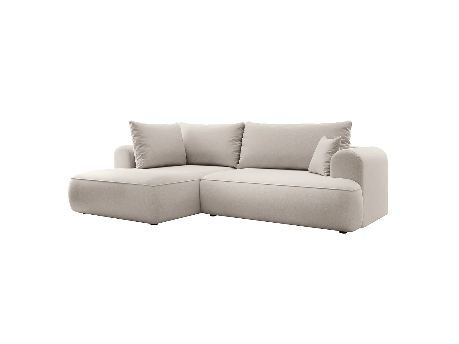 Canapé d’angle avec fonction couchage – angle gauche – Crème – Velours – OVO