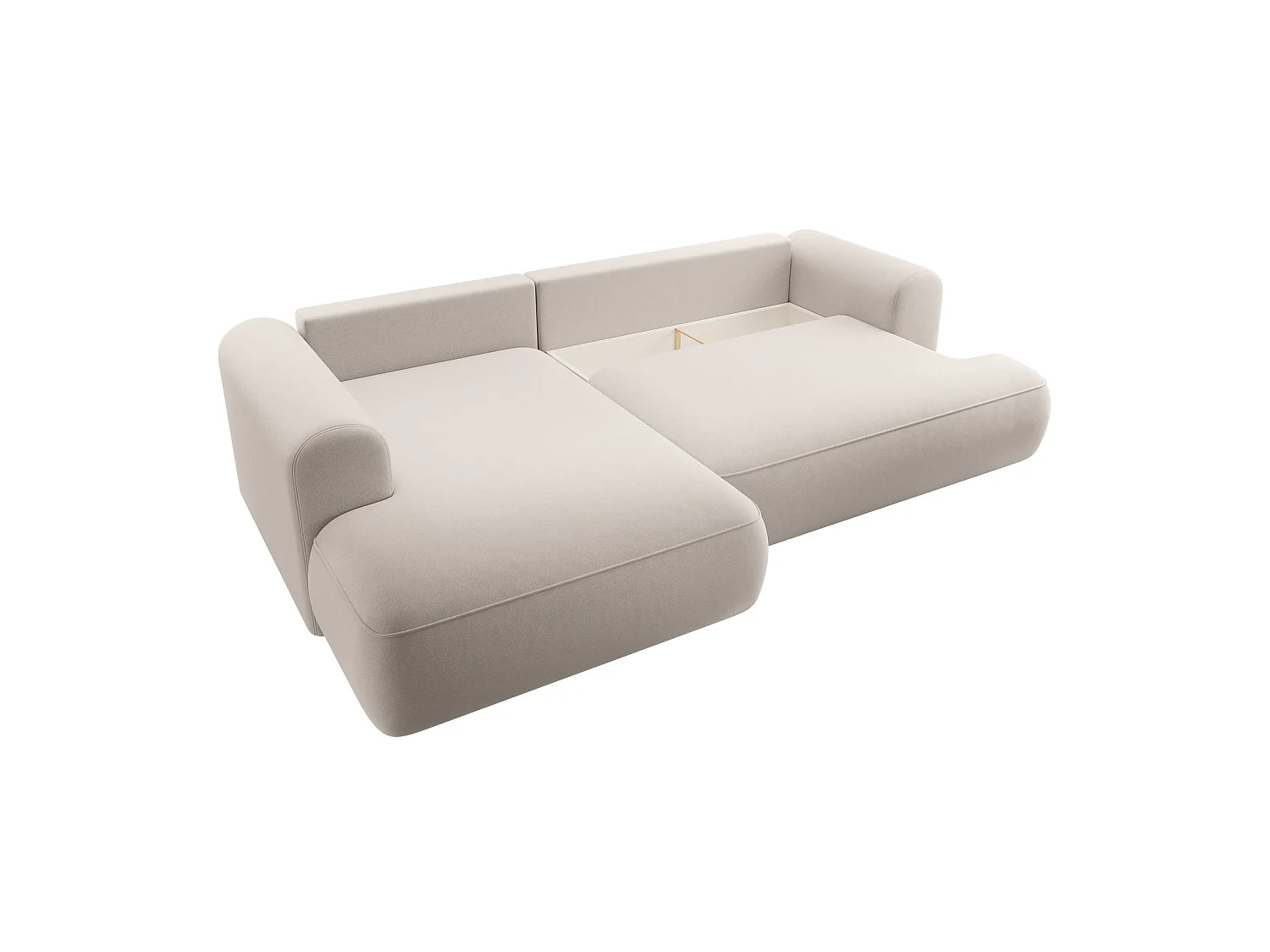 Canapé d’angle avec fonction couchage – angle gauche – Crème – Velours – OVO