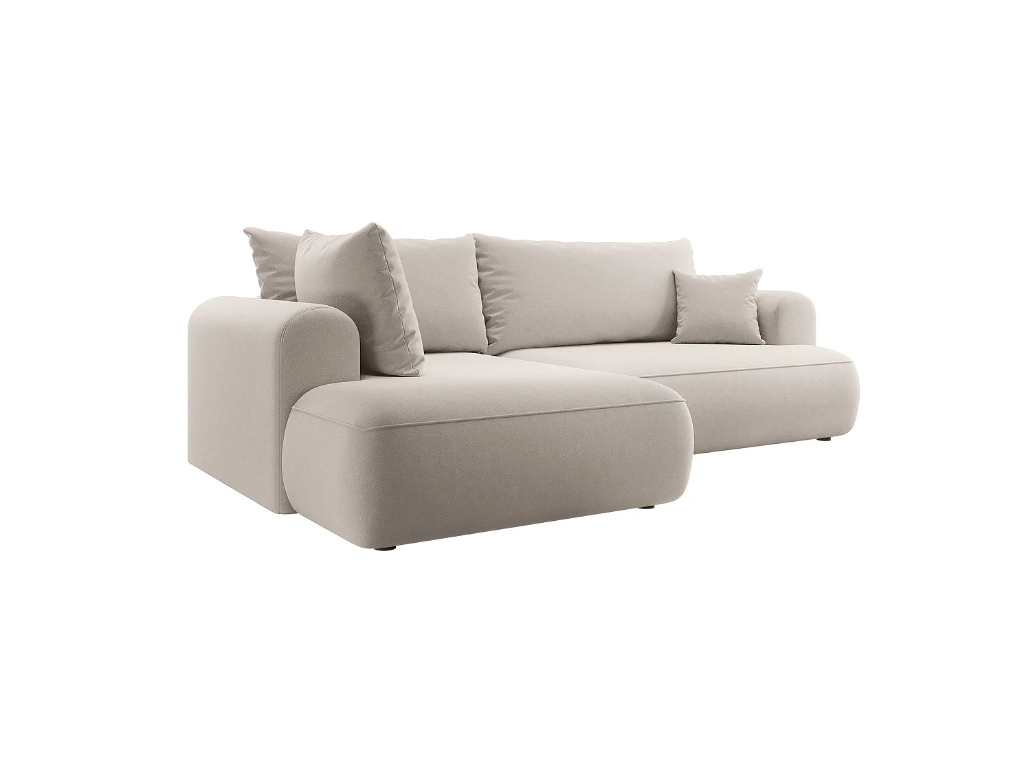 Canapé d’angle avec fonction couchage – angle gauche – Crème – Velours – OVO