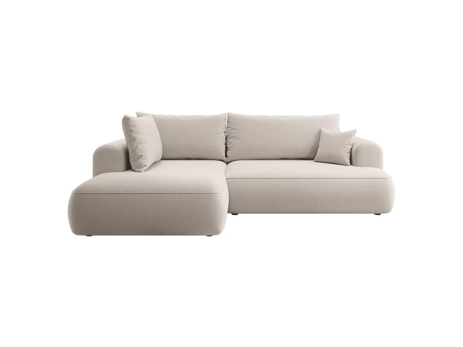 Canapé d’angle avec fonction couchage – angle gauche – Crème – Velours – OVO